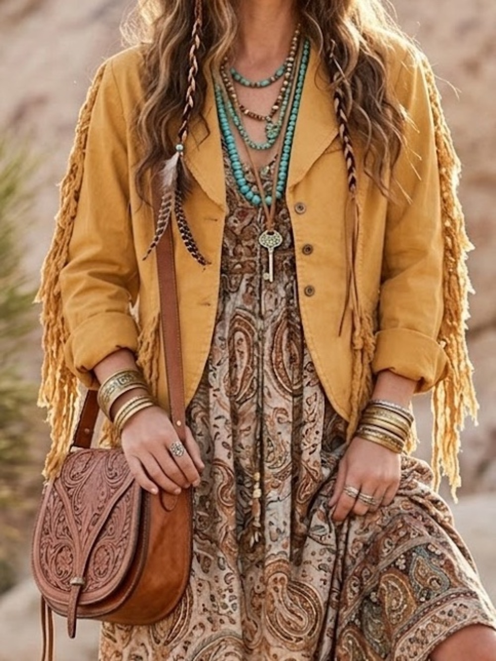 Vintage fringe jacket w Studded cross size Medium by G Designs Guc